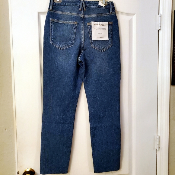 Good American Good Classic Jeans Raw Hem Blue 940 10/30 NWT - Picture 2 of 5